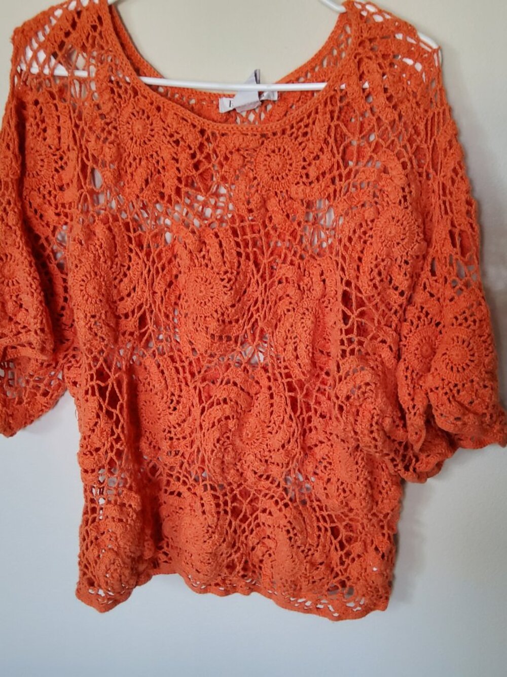 Roaman's Orange Crochet top size s